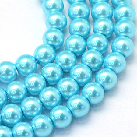 Baking Paint Pearlized Glass Pearl Round Bead Strands HY-Q003-14mm-48-1