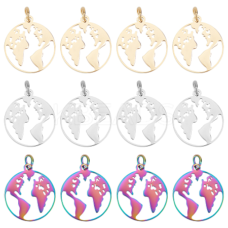 18Pcs 3 Colors 201 Stainless Steel Pendants STAS-DC0003-05-1