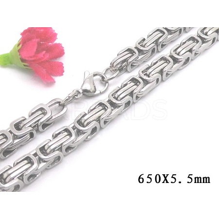 Non-Tarnish 201 Stainless Steel Byzantine Chain Necklaces LS-NJEW-V0306-05-1