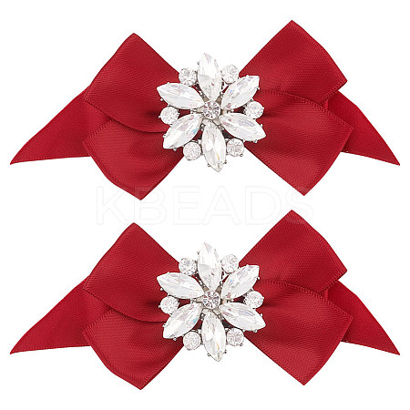 2Pcs Detachable Bowknot Polyester Ribbon Shoe Decoration FIND-FG0003-03B-1