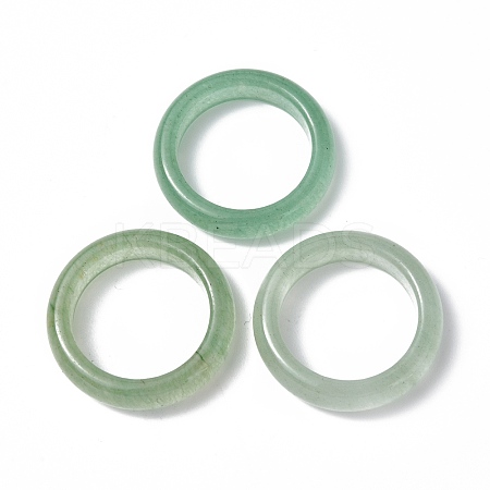 Natural Green Aventurine Plain Band Ring RJEW-P044-01B-06-1