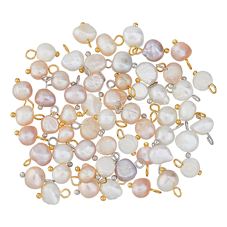 48Pcs 2 Colors Natural Cultured Freshwater Pearl Charms FIND-FI0001-17B-1
