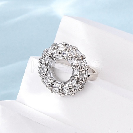 Brass Micro Pave Cubic Zirconia Cuff Rings RJEW-D323-02P-1