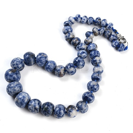 Natural Blue Spot Jasper Rondelle Graduated Beaded Necklaces for Women Men NJEW-K388-02N-1