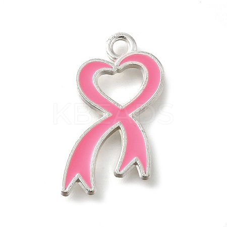 Breast Cancer Pink Awareness Ribbon Theme Alloy Enamel Pendants ENAM-C026-01D-S-1
