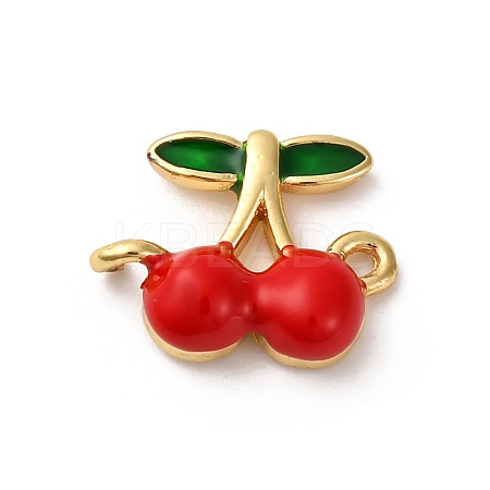 Brass Red Enamel Connector Charms KK-I276-13G-01-1