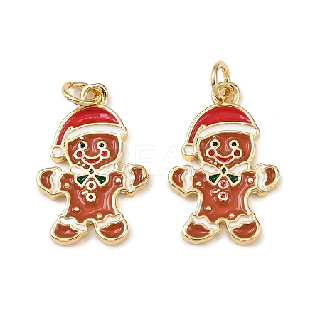 Christmas Brass Enamel Pendants KK-L255-17G-02-1
