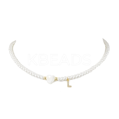 Brass Micro Pave Grade AAA Cubic Zirconia Letter Pendant Necklaces NJEW-JN04771-12-1