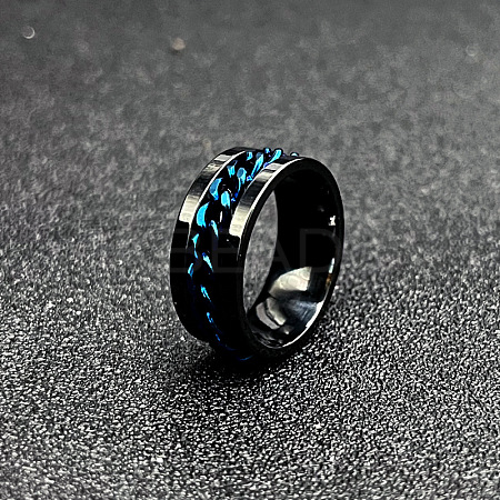 304 Stainless Steel Rotatable Chain Finger Rings for Men FS-WG60CA3-50-1