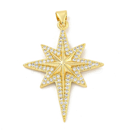 Rack Plating Brass Micro Pave Clear Cubic Zirconia Pendants X-KK-K341-72G-1