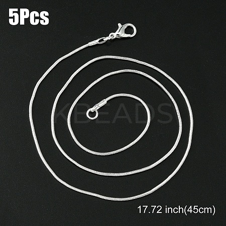Brass Round Snake Chain Necklace with Lobster Claw Clasps MAK-YW0001-14B-1