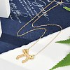 Ion Plating(IP) 304 Stainless Steel Bowknot Pendant Cable Chain Necklaces for Women NJEW-P320-12A-G-2