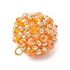 Electroplate Glass & Round Rocailles & Glass Pearl Beaded Pendants PALLOY-MZ00879-07-4