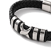 Men's Braided Black PU Leather Cord Bracelets BJEW-K243-23P-2