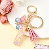 Resin & Acrylic & Faux Suede Tassel Keychain KEYC-YW00124-09-1