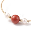 Natural Gemstone & Pearl Round Beaded Bangle BJEW-JB08464-5