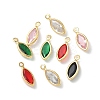 Brass Micro Pave Cubic Zirconia with Glass Pendants KK-Z136-31G-1