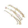 304 Stainless Steel Heart & Natural Morganite Nuggets Link Chain 3 Layer Stackable Necklaces BJEW-JB12459-03-5