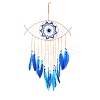 Wooden Woven Net/Web with Feather Pendant Decotations FEAT-PW0001-120B-1