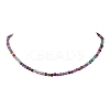 Faceted Round Natural Agate(Dyed & Heated) Beaded Necklaces for Women NJEW-JN04659-02-2