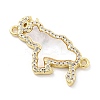 Brass Micro Pave Clear Cubic Zirconia & Natural White Shell Venezuela Map Connector Charms KK-Z098-13G-1
