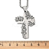 201 Stainless Steel Hollow Rose Cross Pendant Necklaces NJEW-H065-31P-3