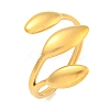 Ion Plating(IP) Leaf 304 Stainless Steel Open Cuff Finger Rings for Women RJEW-P114-09G-1