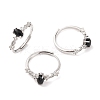 Horse Eye Natural Black Onyx Adjustable Rings RJEW-Q817-02P-09-1