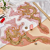 2Pcs 2 Styles Dragon Shape Polyester Embroidery Sew on Flower Appliques PATC-MA0001-36-3