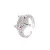 Brass Micro Pave Cubic Zirconia Cuff Rings RJEW-S045-145P-3