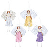 4Pcs Angel Handmade Woven Macrame Cotton Thread Pendant Decorations HJEW-MA00018-1