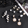 4 Pairs 4 Style Exquisite Plastic Imitation Pearl Beaded Dangle Stud Earrings EJEW-AN0002-09-7