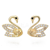 Brass Micro Pave Clear Cubic Zirconia Stud Earring Findings KK-N232-14-NF-1