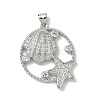 Brass Micro Pave Cubic Zirconia Pendants KK-P330-07D-P-1
