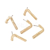 Brass Number Stud Earrings with 925 Sterling Silver Pins for Women EJEW-A077-01G-2