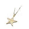 Brass Micro Pave Clear Cubic Zirconia Star Pendant Necklaces for Women FS-WG16544-01-5