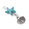 Starfish/Sea Stars Dyed Synthetic Turquoise & Alloy Shell Shape Pendants PALLOY-JF03957-01-3