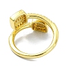 Brass with Cubic Zirconia Open Cuff Ring RJEW-B051-03G-3
