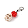 Skull Synthetic Turquoise & Resin Rose Pendant Decorations HJEW-JM03998-4