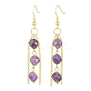 Natural Amethyst Dangle Earrings EJEW-JE06057-1