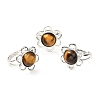 Natural Tiger Eye Adjustable Rings RJEW-P043-01P-18-1