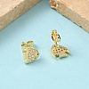 Fish Brass Micro Pave Clear Cubic Zirconia Stud Earrings EJEW-Z144-23G-3