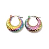 Ion Plating(IP) 304 Stainless Steel Crescent Moon Hoop Earrings EJEW-P202-07MC-1