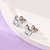 Tarnish Resistant 304 Stainless Steel Kitten Stud Earrings EJEW-F227-06P-1