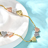 Brass Triple Color Heart Beaded Box Chain Necklaces NJEW-H057-01-3