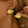 Vintage Punk Style Brass Clear Cubic Zirconia Wing Stud Earrings FT3822-1