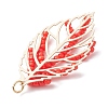 Handmade Glass Seed Beaded Leaf Shape Pendants PALLOY-MZ00935-02-4