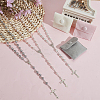 3Pcs Round White Glass Pearl Rosary Bead Necklaces NJEW-GO0001-18-3