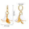 White Enamel Lilies Flower Dangle Hoop Earrings JE970A-3