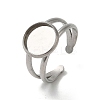 Non-Tarnish 304 Stainless Steel Cuff Ring Settings STAS-E202-02B-P-2